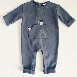 baby GAP Baby Penguin Embroidery Winter Fleece One Piece Romper 3-6 Months